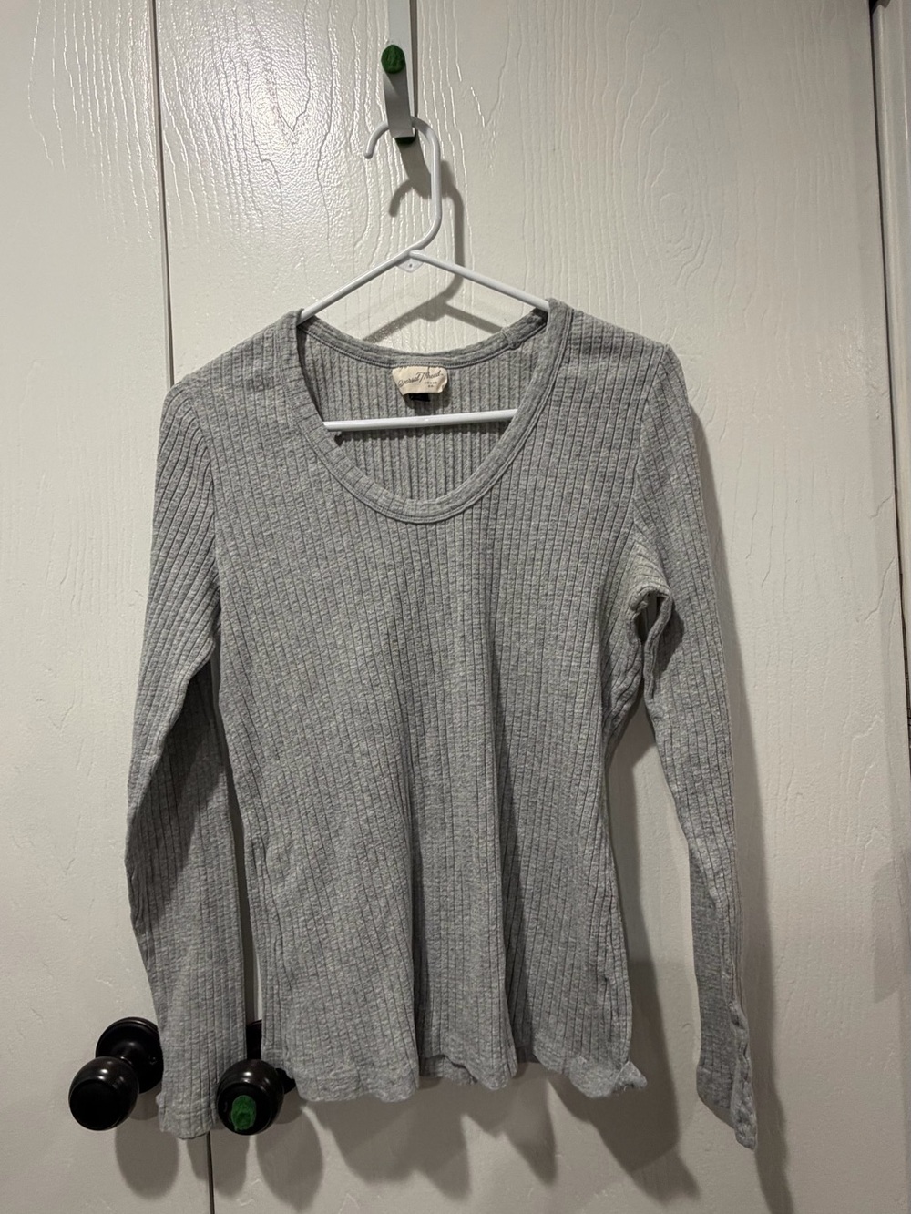 Universal Thread Women's Ribbed Scoop Neck Long-Sleeve Top - Gray